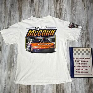Vintage 1998 Doug McCoun NASCAR 50th Anniversary T-Shirt 34 Wynn's White Large‎